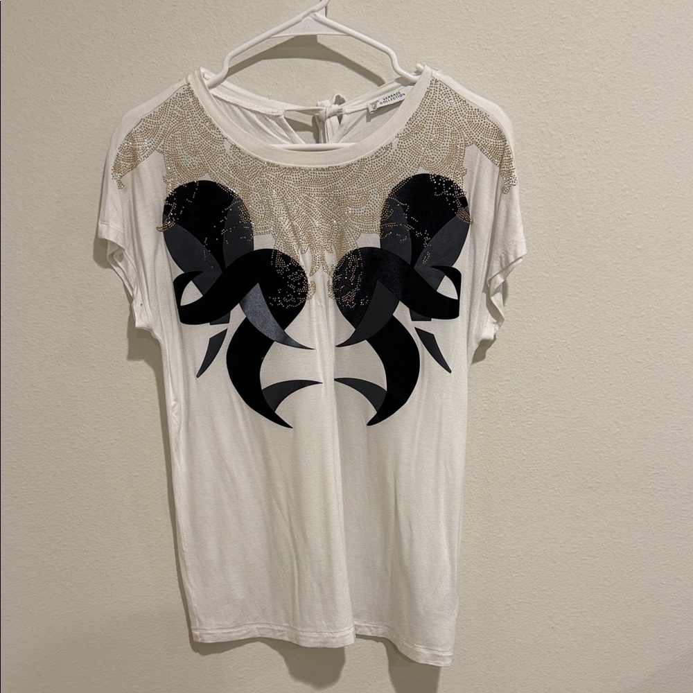 Versace Collection White and Black Graphic Tee